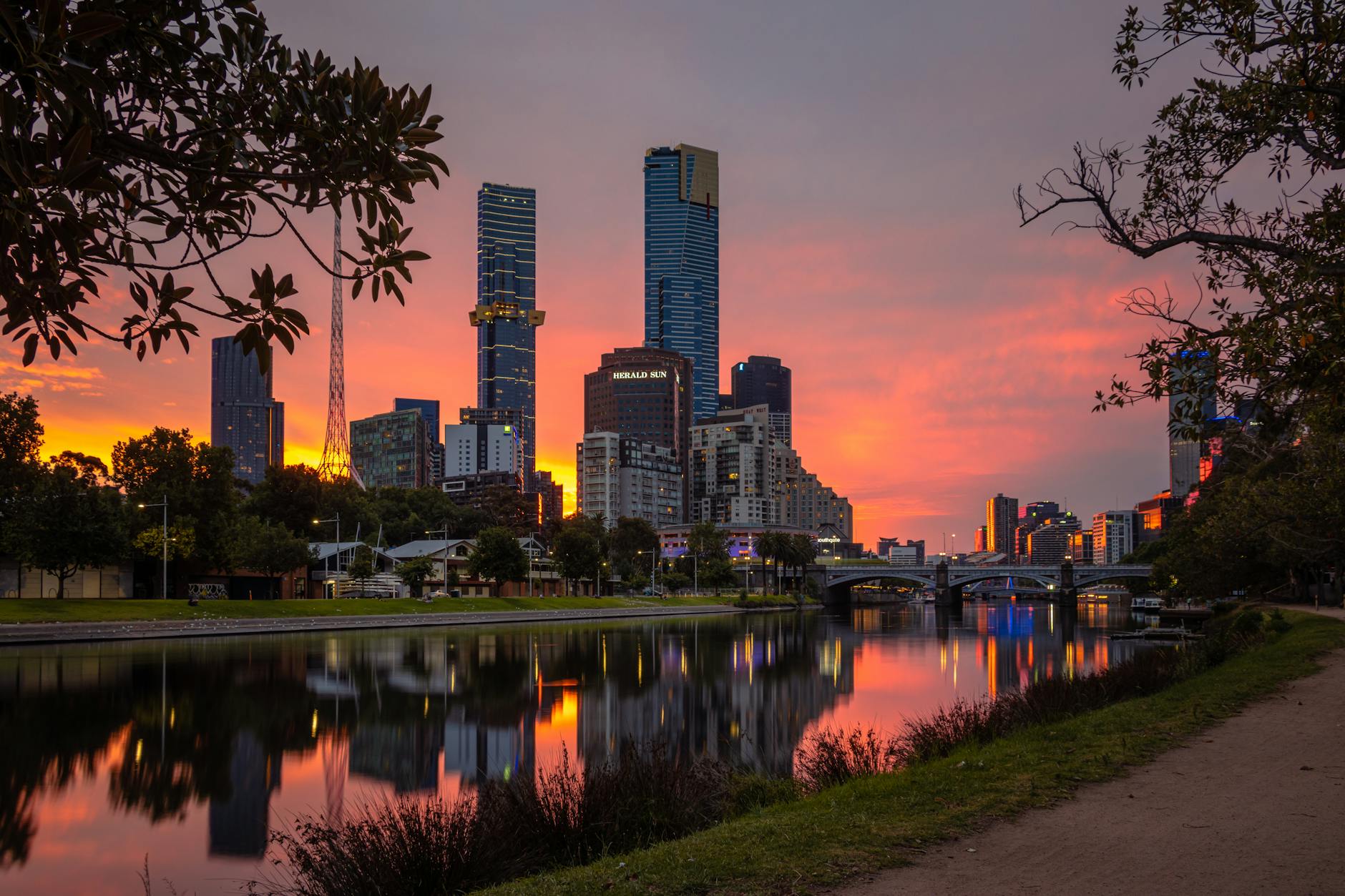 city of melbourne during sunset